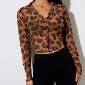 Motel Rocks Tan Paisley Button Down Shirt